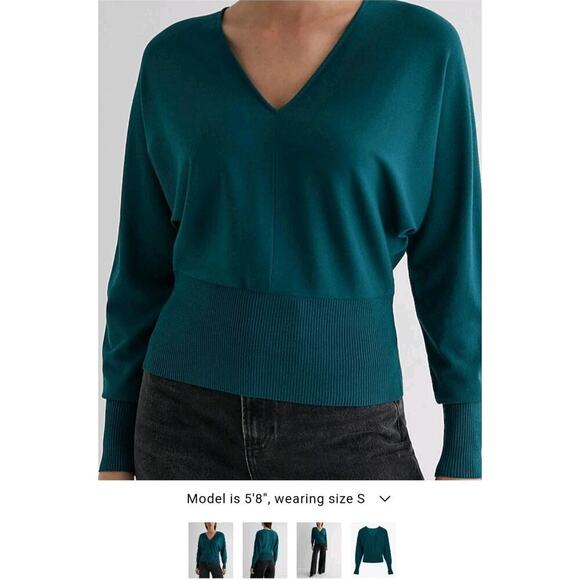 Women's Express V-Neck Banded Bottom SoHo Sweater Purple top - XL - Picture 3 of 8